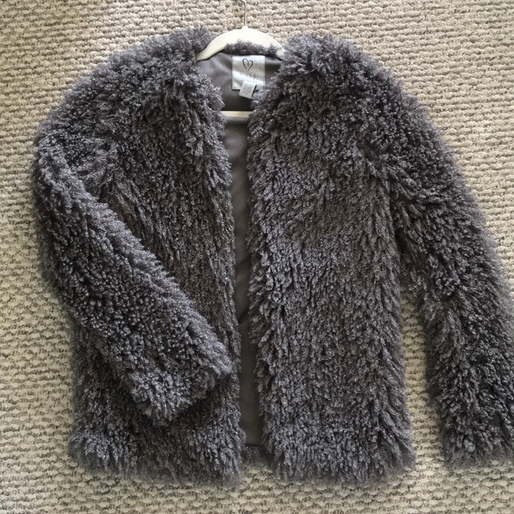 Gray fuzzy open jacket - so stylish